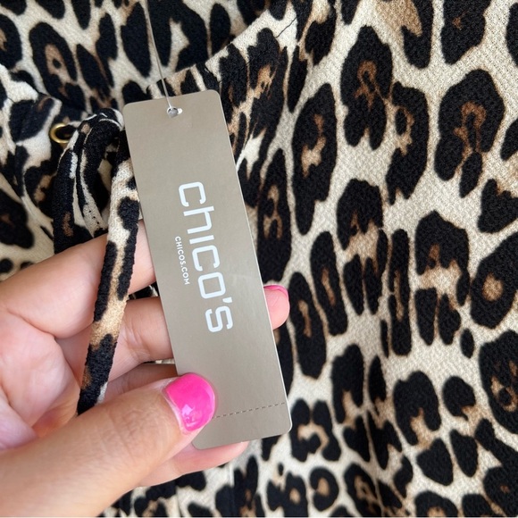 Chico's Leopard Print Long Sleeve Blouse - Size M NWT Neutral Classic Office - Picture 5 of 7